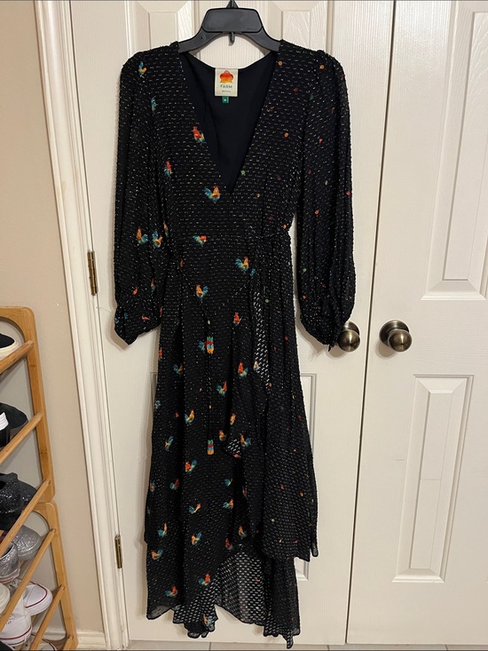 FARM Rio Dresses & Skirts - FARM Rio Black High-Low Floral Wrap Dress
